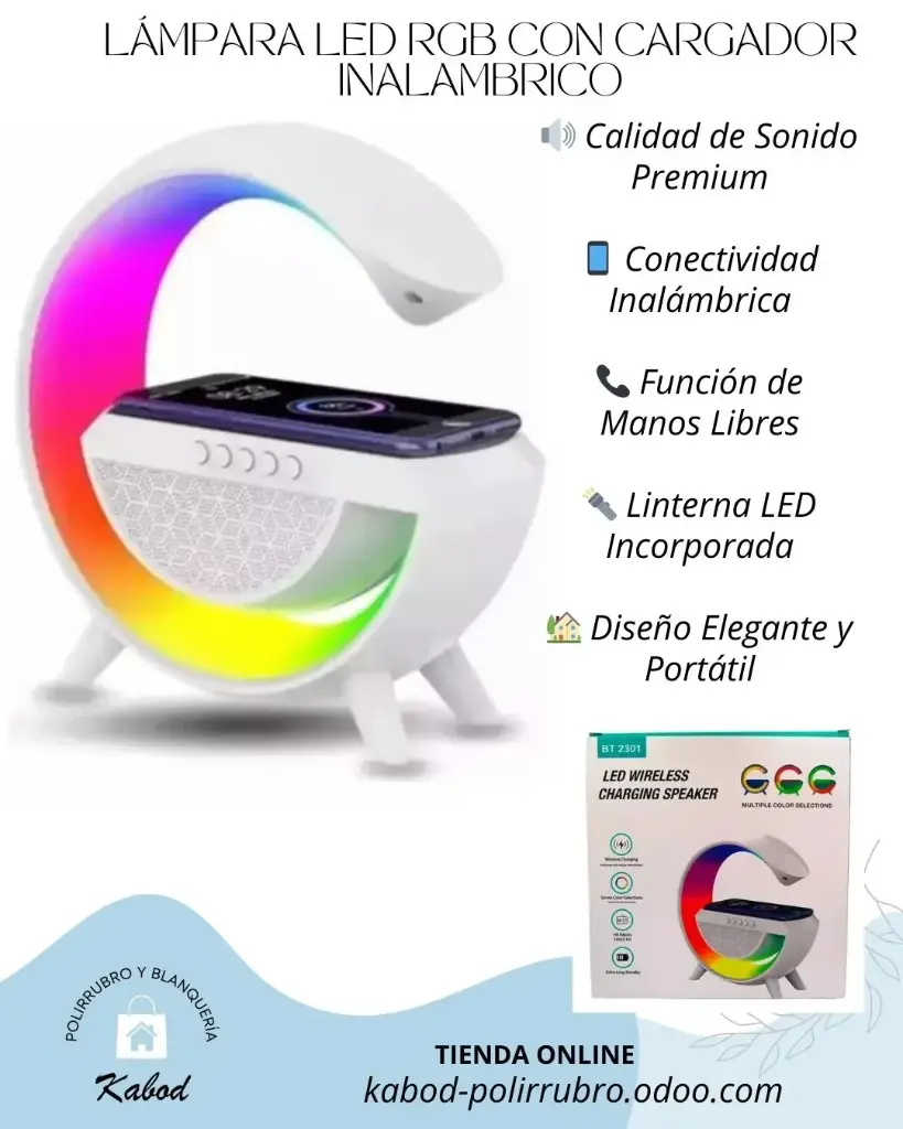 Lámpara Led RGB con cargador inalámbrico