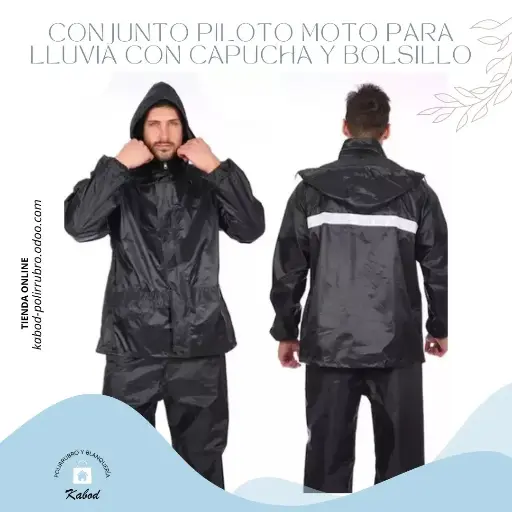 Conjunto Piloto Moto Para Lluvia Con Capucha Y Bolsillo